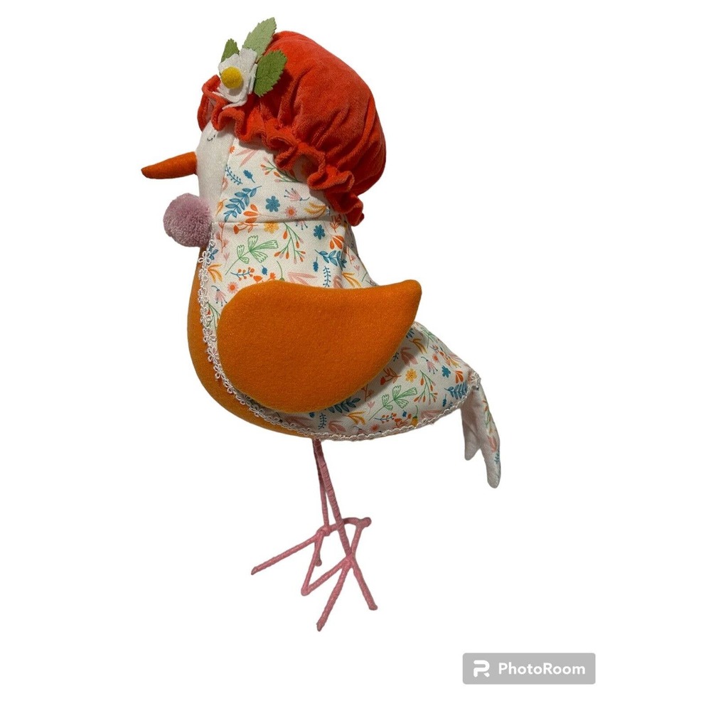 Walmart Way To Celebrate Easter Chick Orange Floral Bird Large 16.5 Decor READ